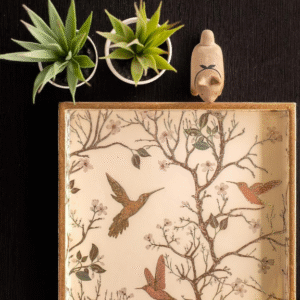 Gilded Hummingbird Blossom Tray